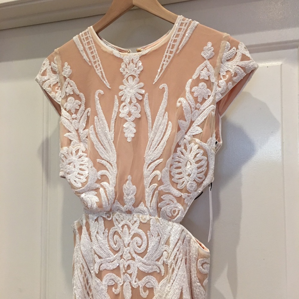 NWT White Nude Ryse Sequined Emily Cut Out Dress